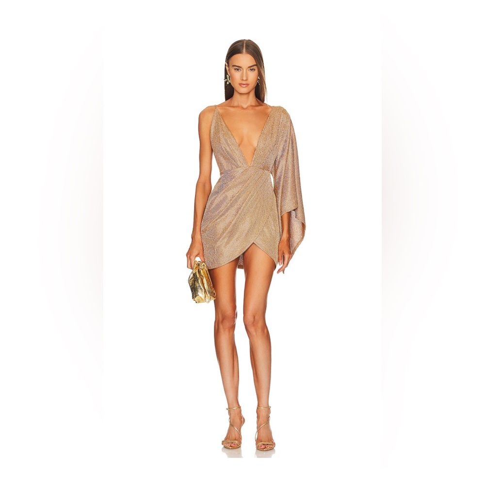 Revolve x Michael Costello Zella Mini Dress Gold XL